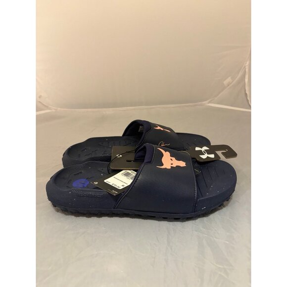 Under Armour project rock 3 SL blue pink slide mens shoes size 10 3026034 403